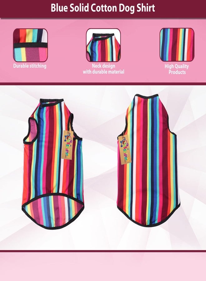 ويستيرن إرا تيشيرت قطني ناعم للكلاب بتصميم غربي أنيق، ملابس مريحة للكلاب، سترة بدون أكمام، طقم ملابس للجراء، ملابس (مخططة بالألوان) (متوسط) (18 بوصة) - Image 3